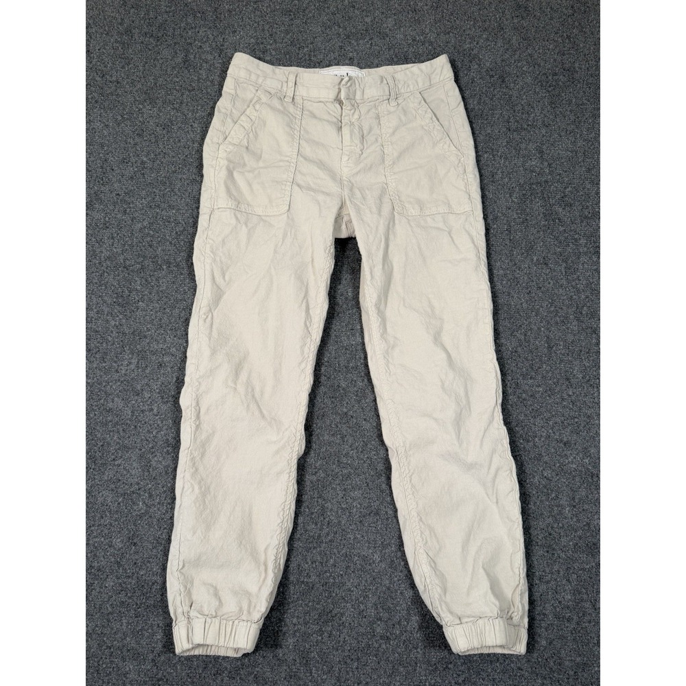 Frank & Eileen Jameson Jogger Pants Women's Size 2 Beige Linen Cotton USA